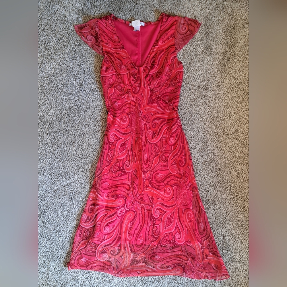 Vintage La Belle 90s Y2K Pink Floral Paisley Women's Dress Size 9